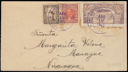 1921 FIRTS AIRMAIL SEMI-OFFICIAL COSTA RICA - NICARAGUA. Lilac and ...