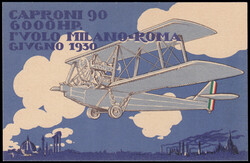 1930 MILAN (MALPENSA) - ROME / FIRST FLIGHT. Polychrome commemorative ...