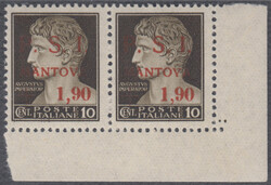 MANTOYA. Mantova coppia angolo di foglio lire 1,90 su 10 cent senza ...