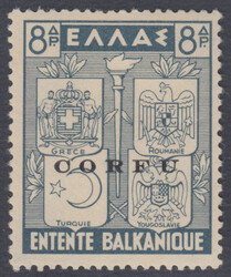 INTESA BALCANICA. Francobollo di Grecia da 8d. sovrastampato Corfu ...