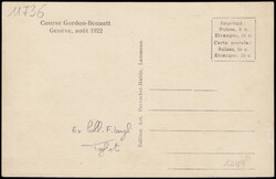 1922 GENEVA / GORDON BENNETT CUP. Horizontal photographic postcard of ...