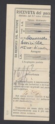 LE ASSICURAZIONI D'ITALIA. Ricevuta pacco postale da Firenze del 18 ...