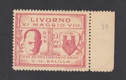 DUCE A LIVORNO. Francobollo 30 cent Visita Mussolini a Livorno bordo ...