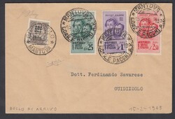 1945 SOPRASTAMPA AZZURRO NERASTRA. Busta da Mantova per Guidizzolo ...