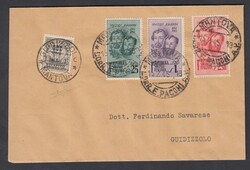 1945 SOPRASTAMPA AZZURRO NERASTRA. Busta da Mantova per Guidizzolo ...