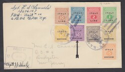 1944 LA SERIE. Busta affrancata con serie completa AMGOT (Sass n. ...