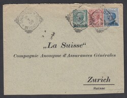 AFFRANCATURA MISTA. Busta con Levante 10 para su 5 cent Leoni + 20 ...