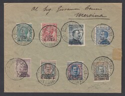 LA SERIE. Busta affrancata con serie completa Scutari (Sass n. 1/8) ...