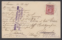 DA SASENO. Cartolina con Valona 20 para su 10 cent Leoni (Sass n. 2) ...