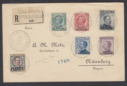 ALTO VALORE 4Pi SU 1 LIRA. Busta raccomandata con Valona 10 + 20 + 30 ...