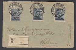 VARIETA'. Busta affrancata con Valona 30 para su 15 cent Michetti + ...