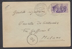 SASENO. Busta con 50 cent Fratellanza (Sass n. 455) annullo "Saseno ...