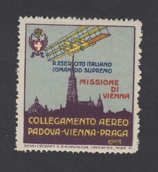 1919 VOLO VIENNA PADOVA. Vignetta erinnofilo MNH del Collegamento ...