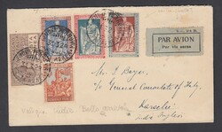1929 LINEA POSTALE DELLE INDIE. Areogramma da Genova per Karachi del ...