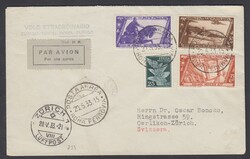 1933 VOLO ZURIGO TUNISI ROMA ZURIGO. Aerogramma da Roma per Zurigo ...