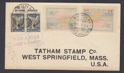 1933 AEROESPRESSO DEL LEVANTE VOLO ATENE USA. Busta stampe via aerea ...