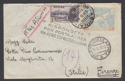 1933 AEROESPRESSO DEL LEVANTE. Busta via aerea da Atene per Firenze ...
