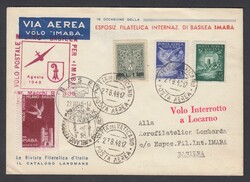 1948 VOLO IMABA MILANO BASILEA. Aerogramma con Vaticano lire 1 + PA ...