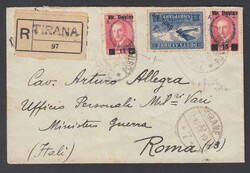 POSTA AEREA. Busta raccomandata via aerea da Tirana per Roma dell'11 ...