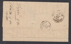 1869 TUNISI. Lettera con 2x40 cent DLR Londra annullati con numerale ...