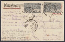 EFFIGIE VITTORIO EMANUELE III. Cartolina via aerea da Roma per la ...