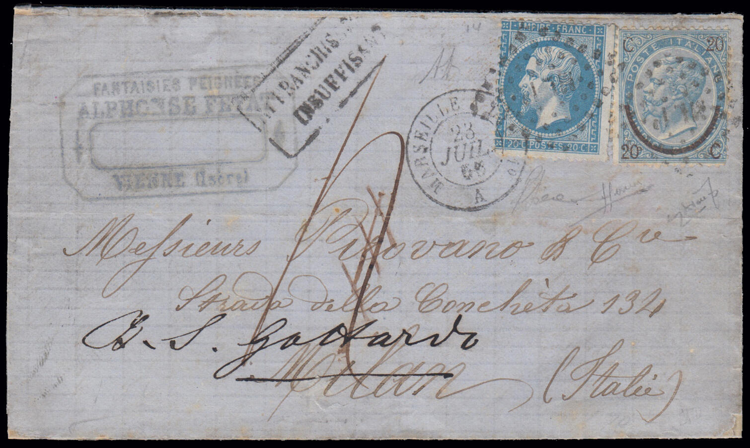 III WAR OF INDEPENDENCE - POSTAGE OF TWO KINGS FRANCE-ITALY. Complete ...