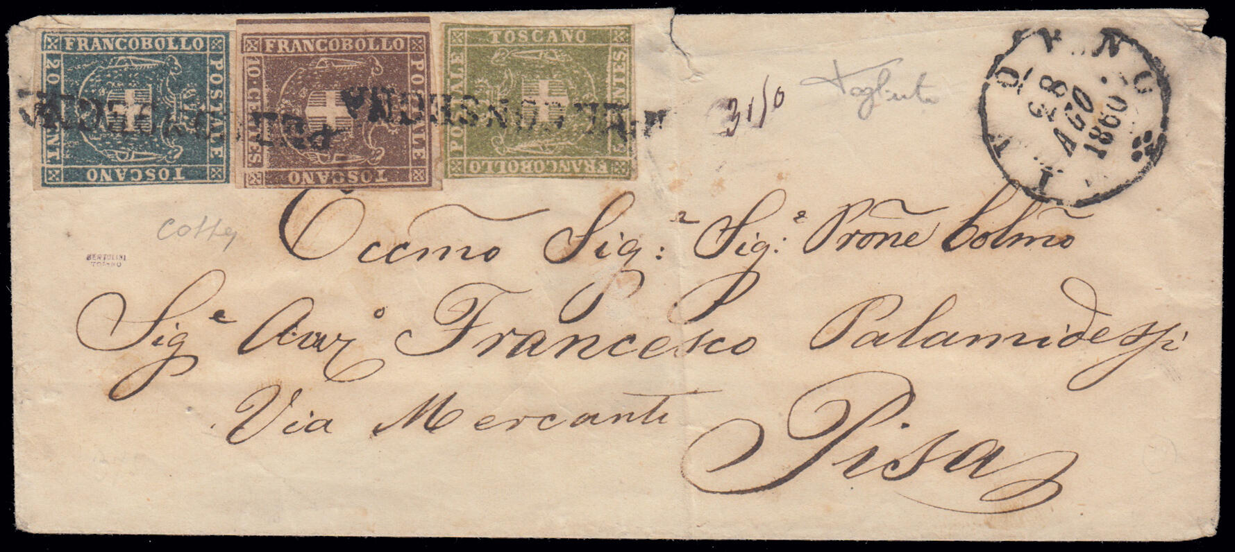 PROVISIONAL GOVERNMENT - TRICOLOR POSTAGE. Registered mail sent from ...
