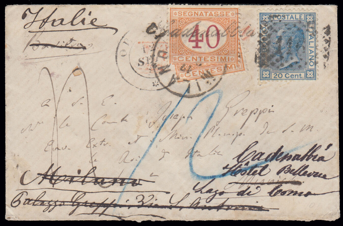 VITTORIO EMANUELE II. Bustina da Orvieto del 12.9.1872 con 20 cent ...