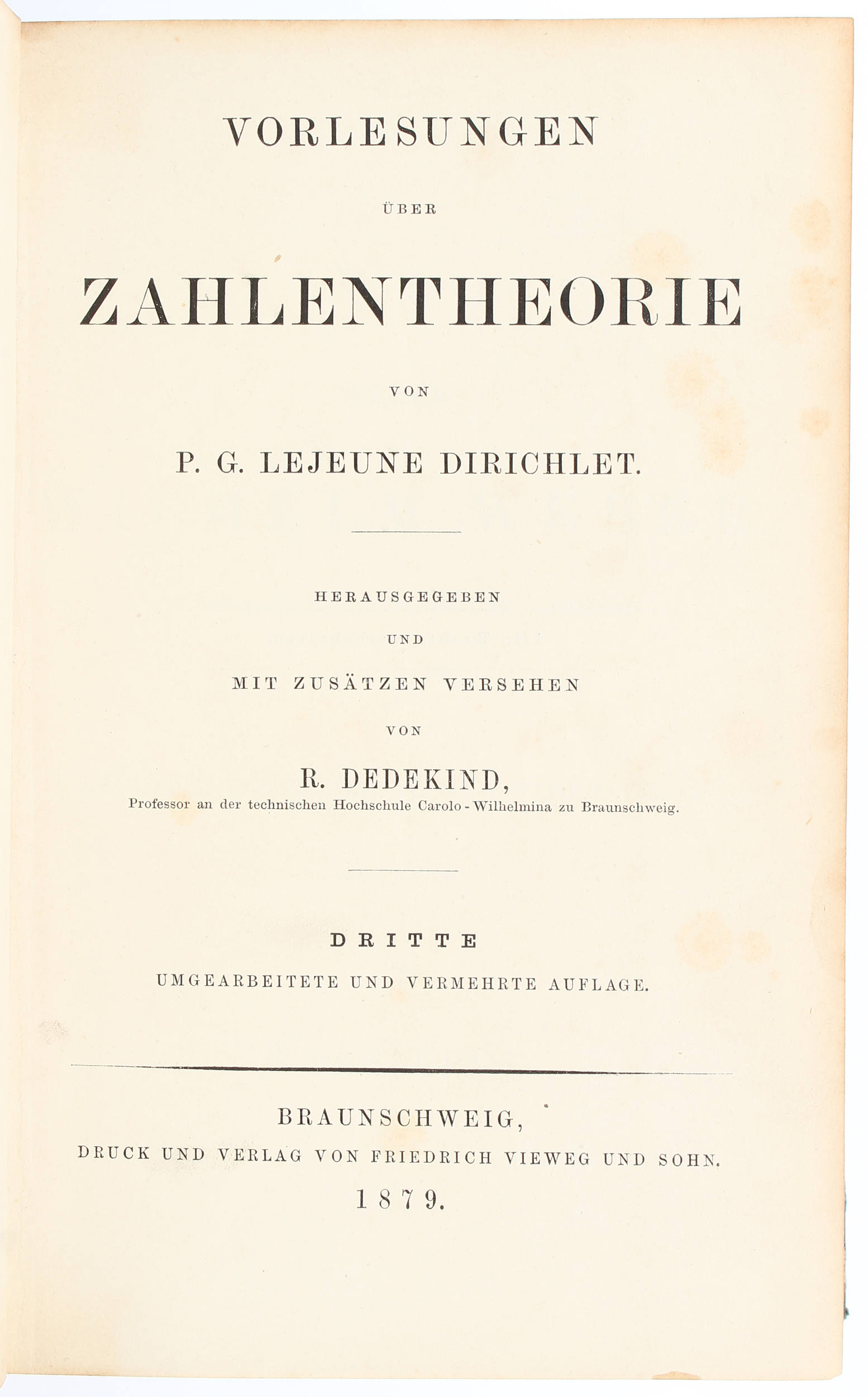 Dirichlet, Vorlesungen über Zahlentheorie
