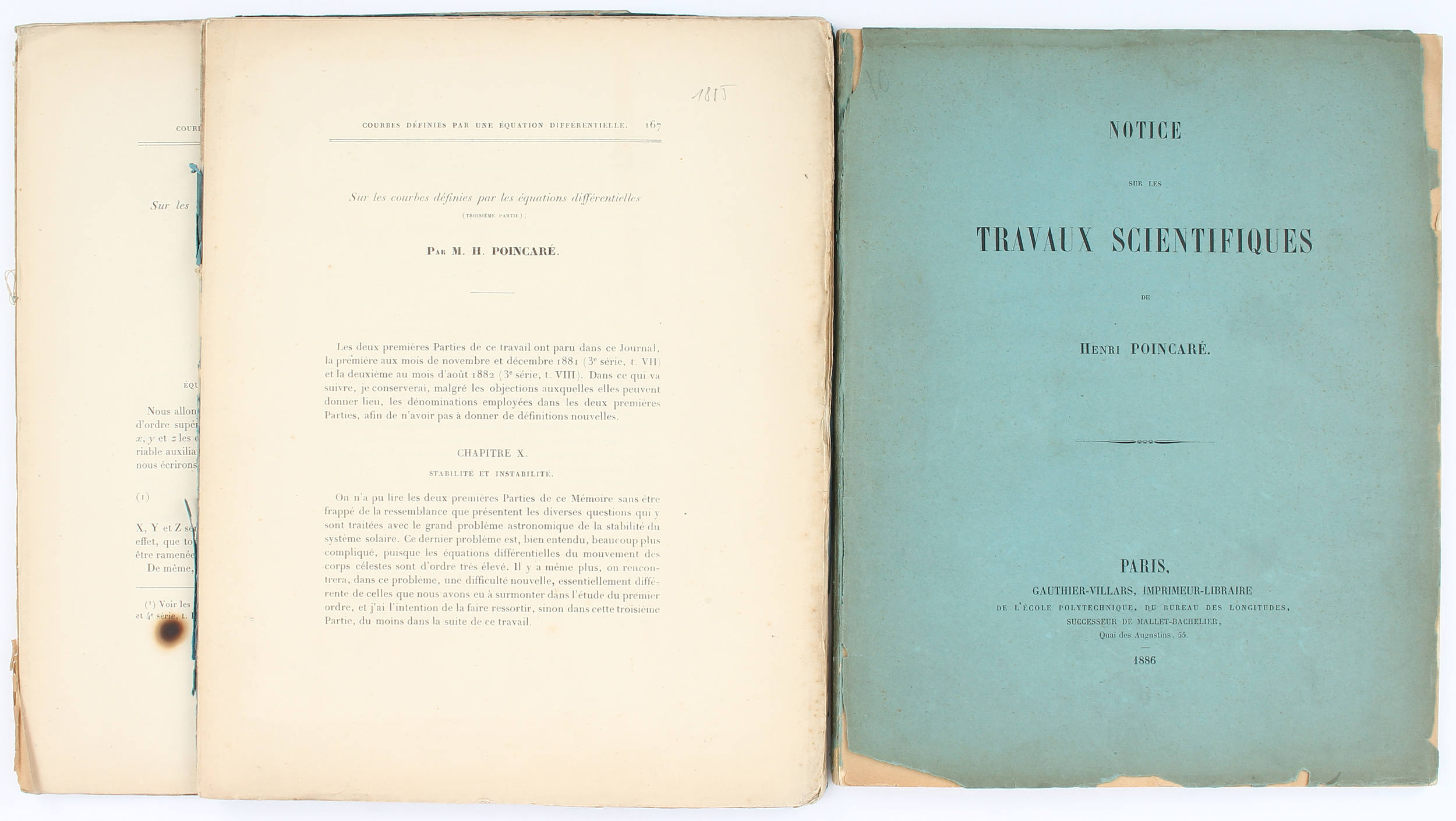 Poincaré, Sur les courbes /Travaux scientifiques. 3 Bde.