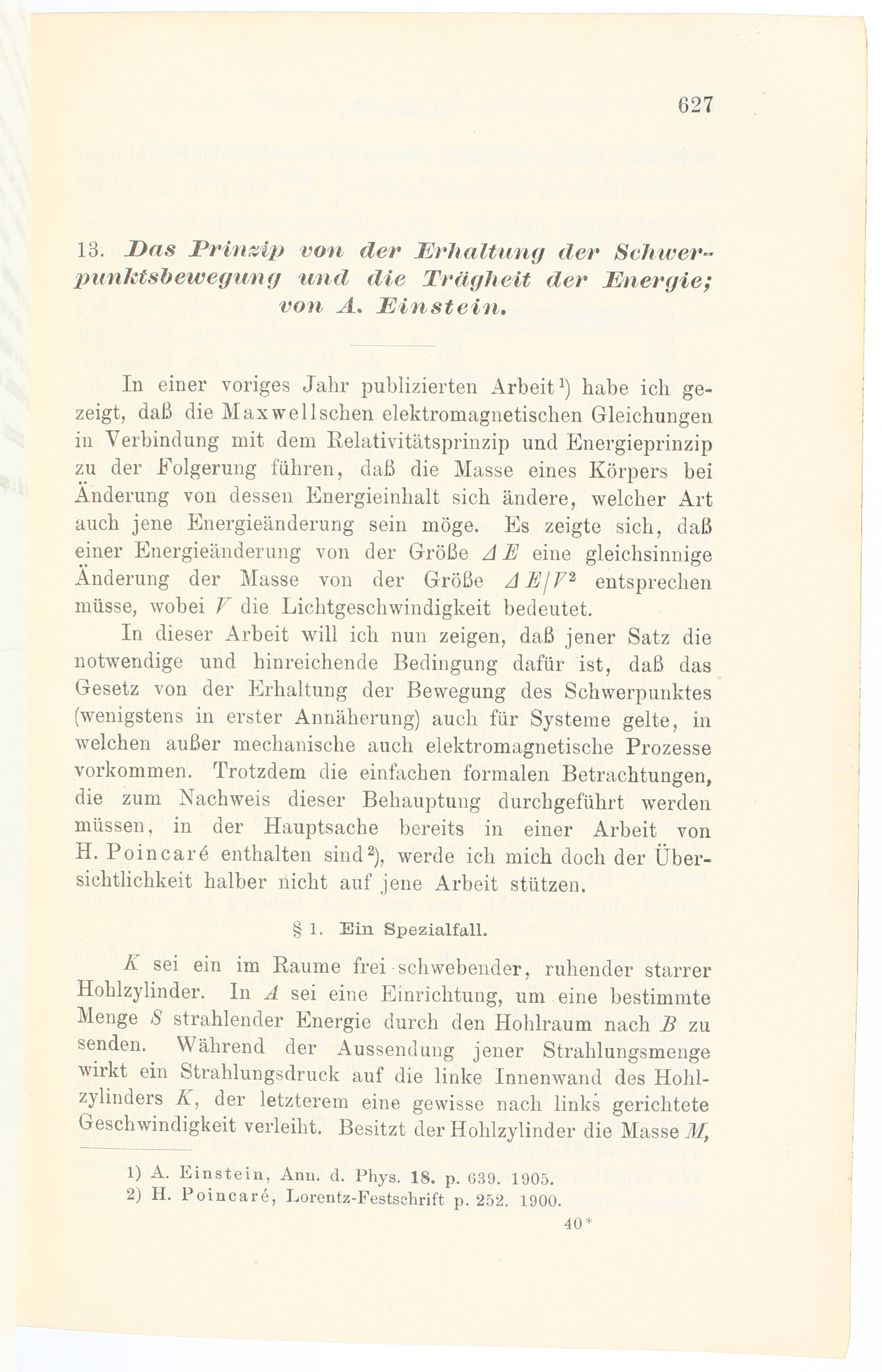 Einstein, Lichterzeugung (in: Ann. Phys. 20)