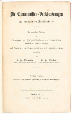 Wermuth, Communisten-Verschwörungen. 2 Bde.