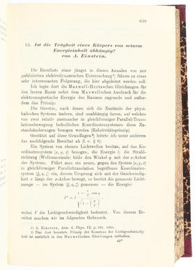 Einstein, Trägheit (in: Ann. Phys. 18)