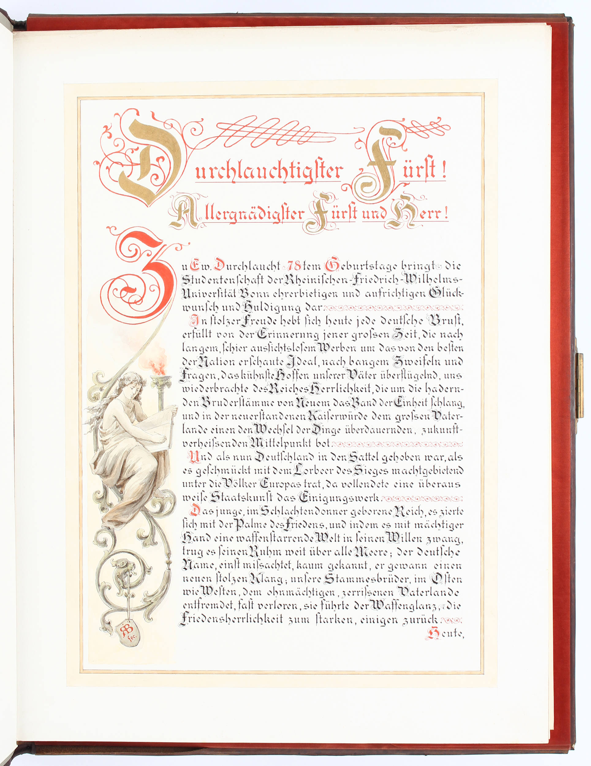 Bonn, Glückwunschadresse der Studentenschaft. 1893
