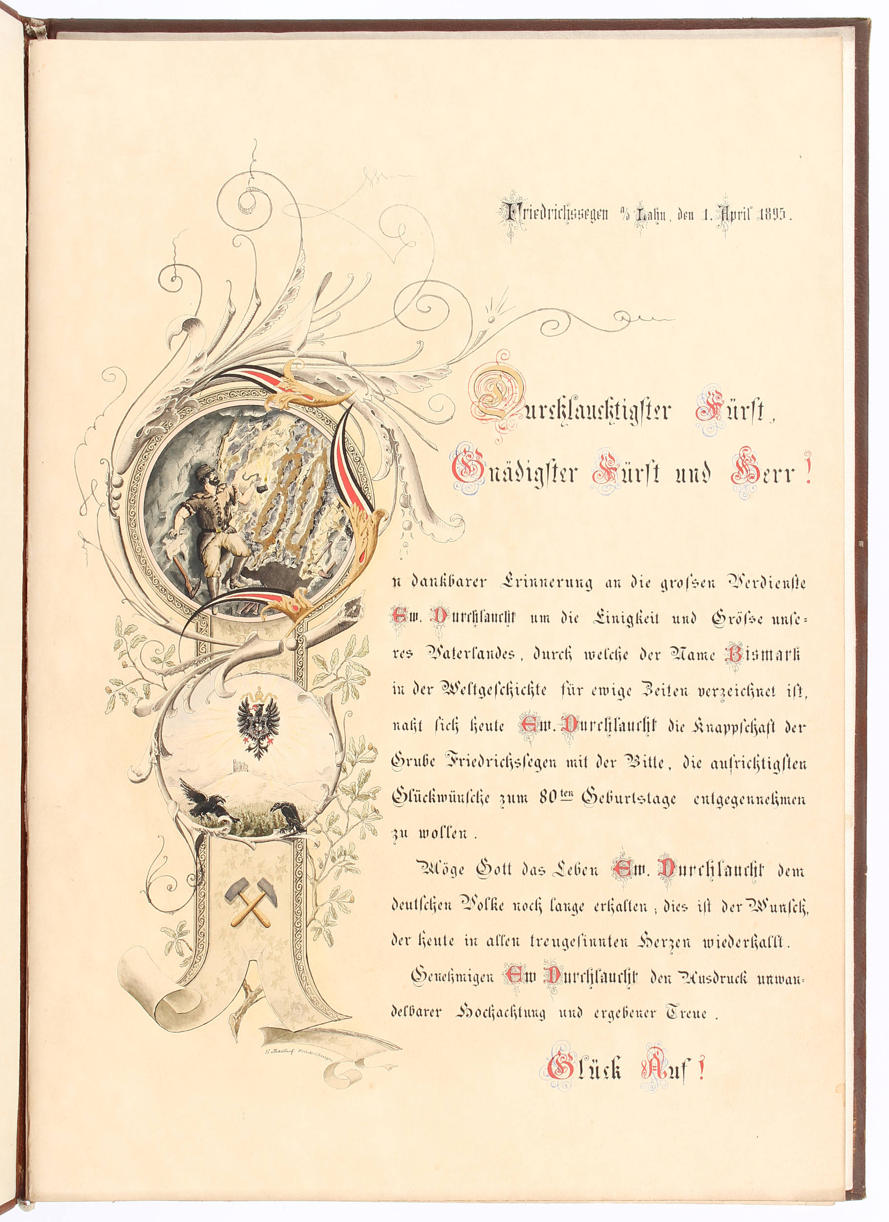 Friedrichssegen, Glückwunschadresse. 1895