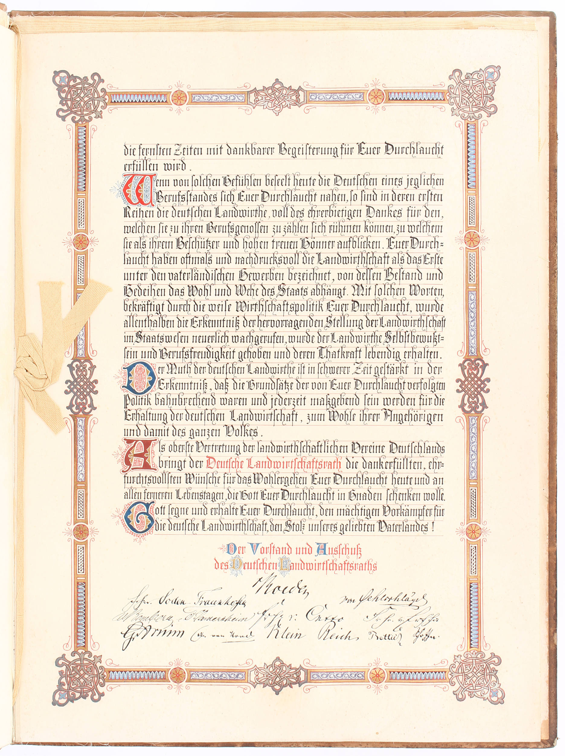 Deutscher Landwirtschaftsrat, Glückwunschadresse. 1895