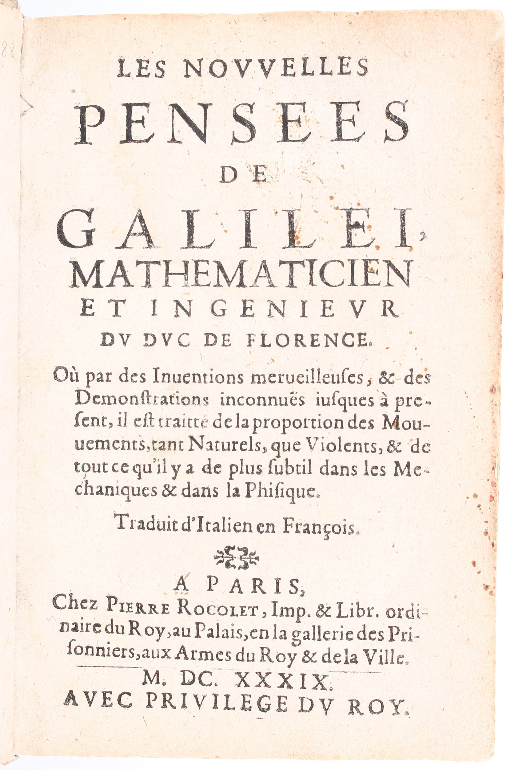 Galilei, Nouvelles Pensées