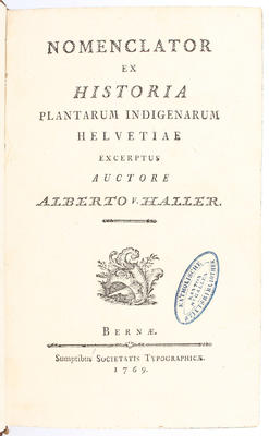 Haller, Nomenclator plantarum helvetiae.