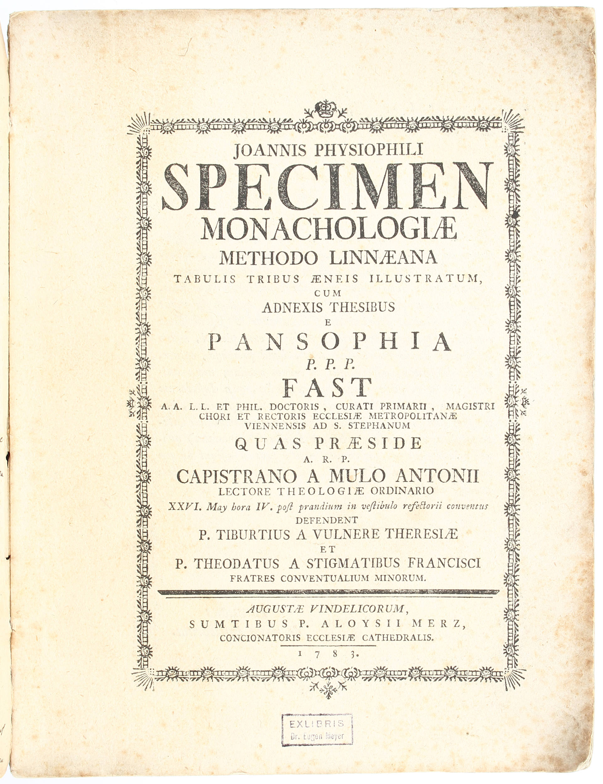 (Born), Specimen monachologiae