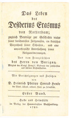 Burigny, Leben des Erasmus. 2 Bde.