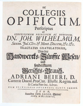 Beier, De collegiis opificum