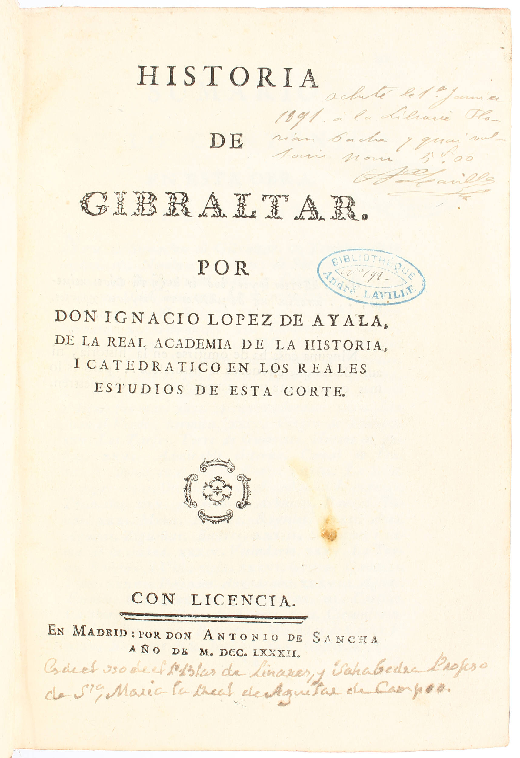 Lopez de Ayala, Historia de Gibraltar