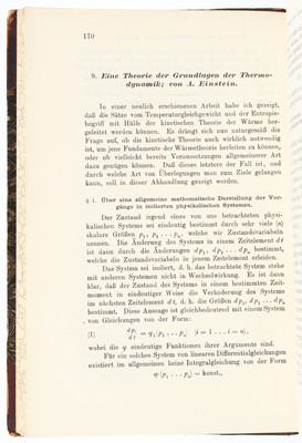 Einstein, Thermodynamik (in: Ann. Phys. 11)