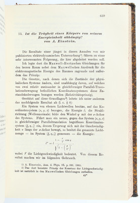Einstein, Trägheit (in: Ann. Phys. 18)