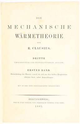 Clausius, Mechanische Wärmetheorie. 3 Bde.