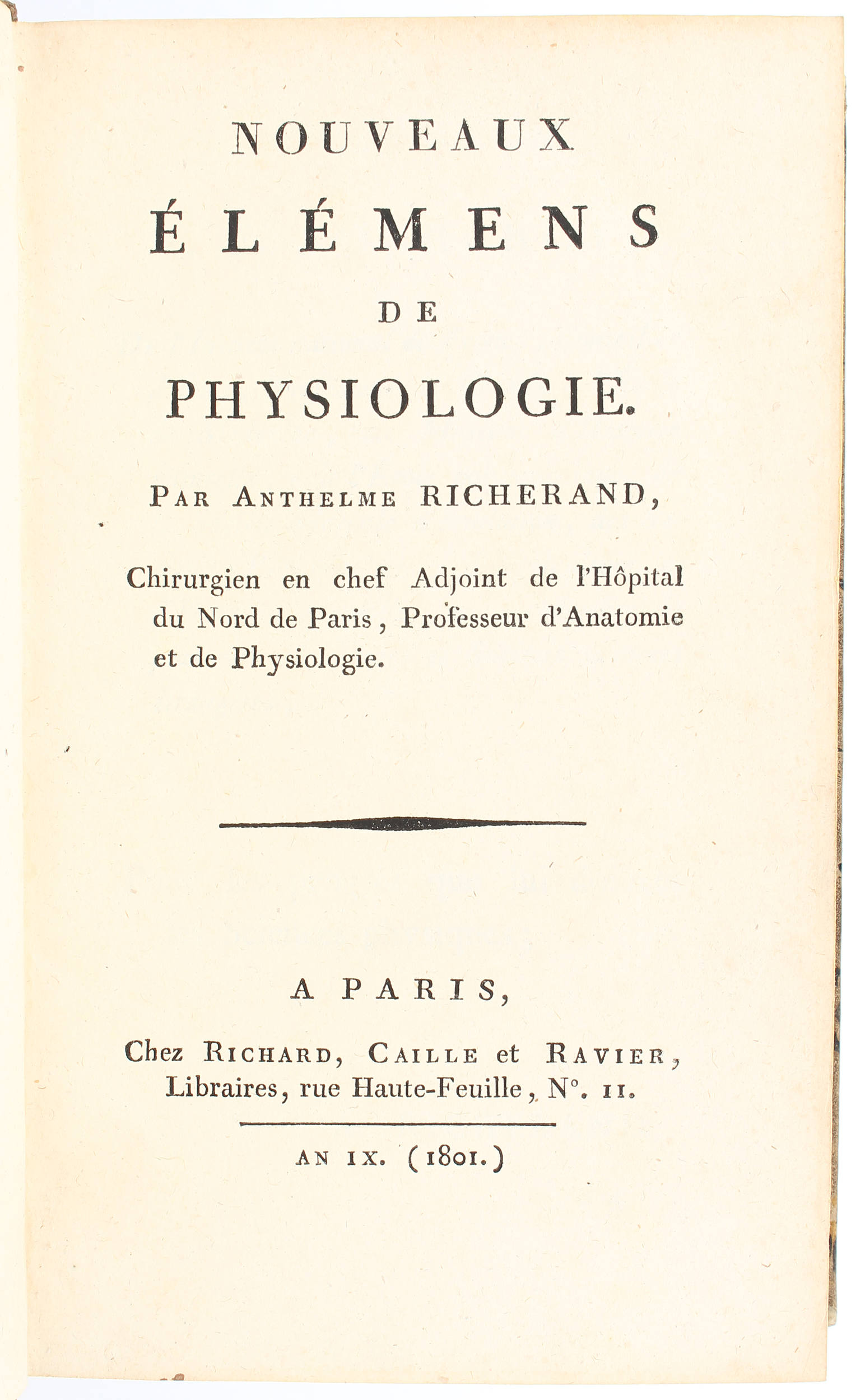 Richerand, Nouveaux élémens de physiologie