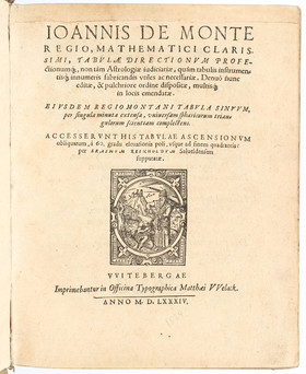 Regiomontanus, Tabulae. 1584