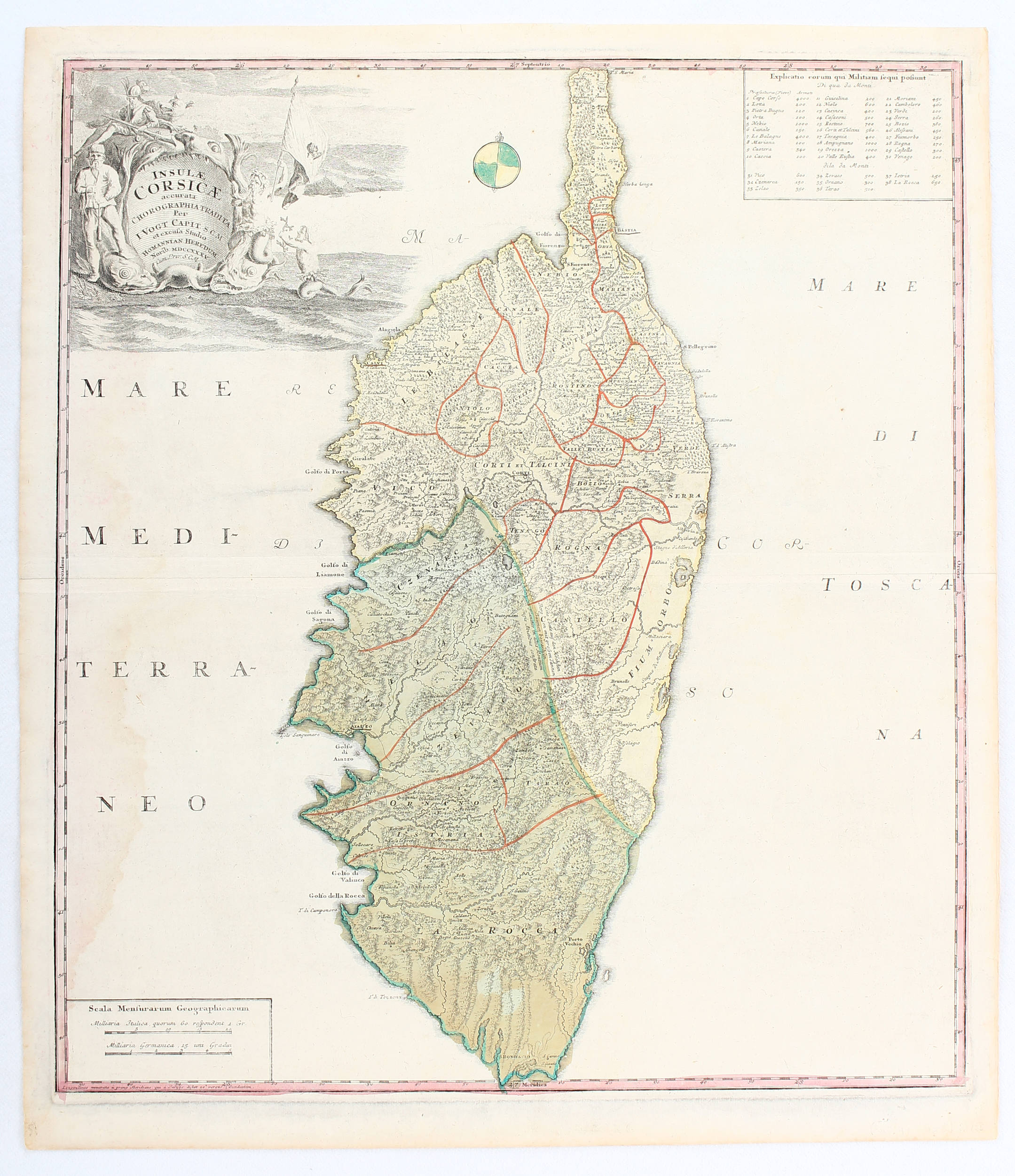 Korsika. Homann E. 1735