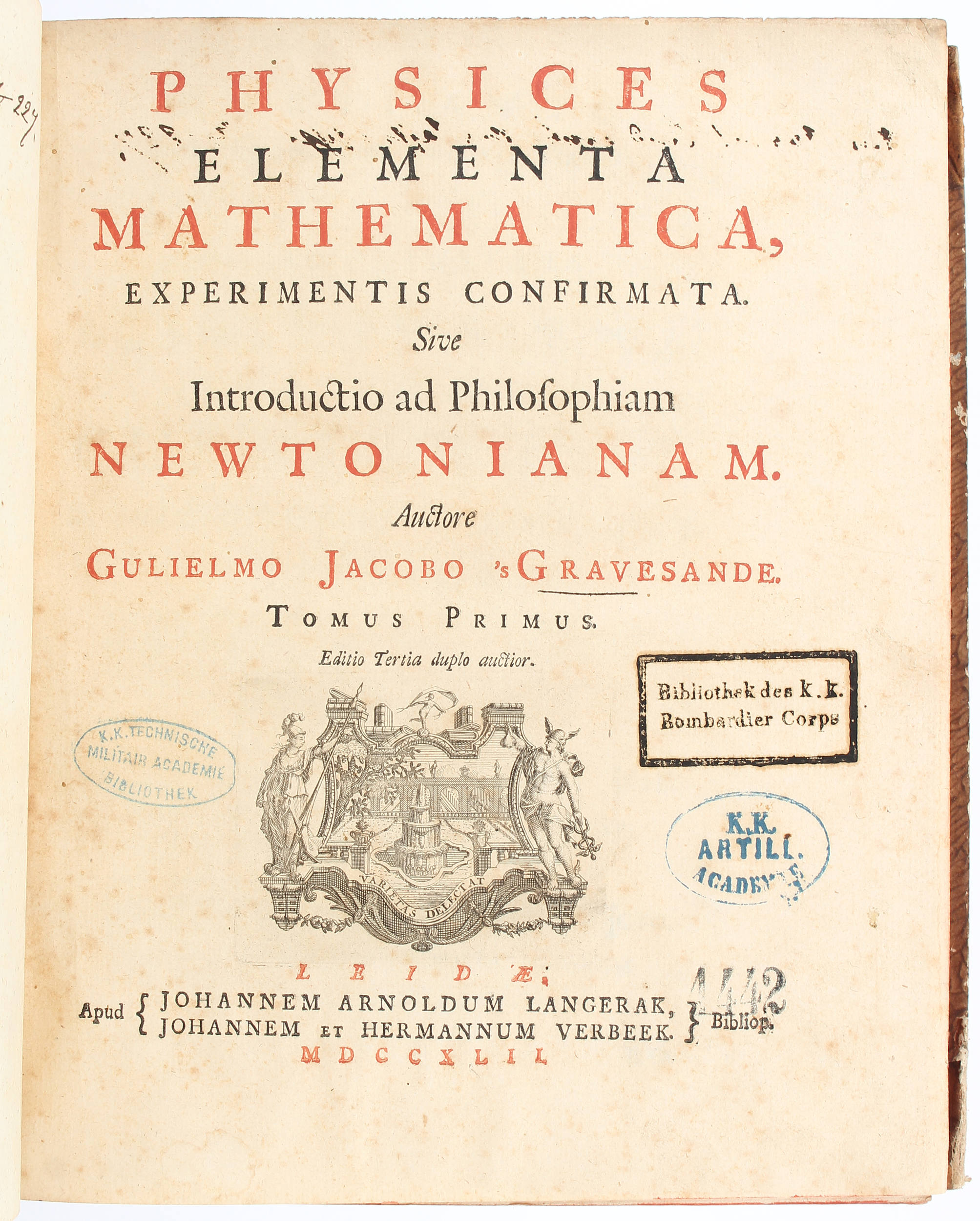 Gravesande, Elementa mathematica. 3 Bde.
