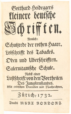 Heidegger, Kleinere deutsche Schrifften